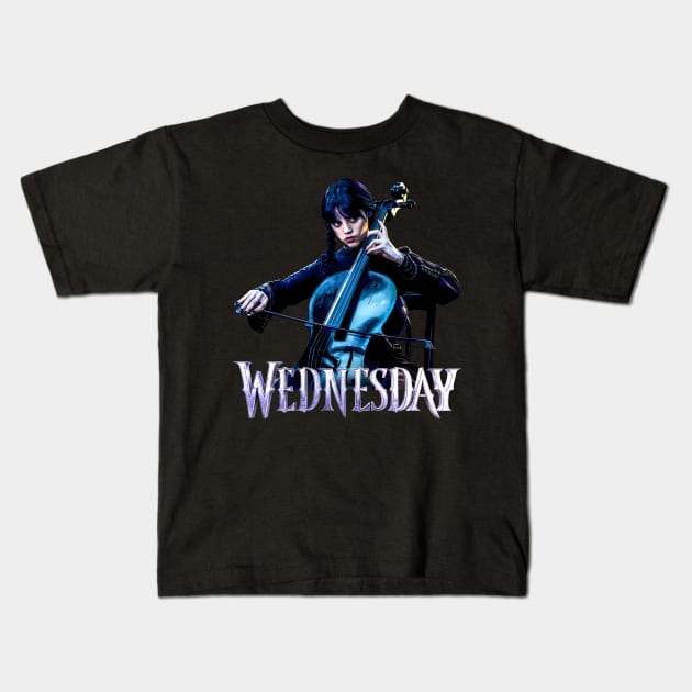 Wednesday - cello Kids T-Shirt by Catfactory